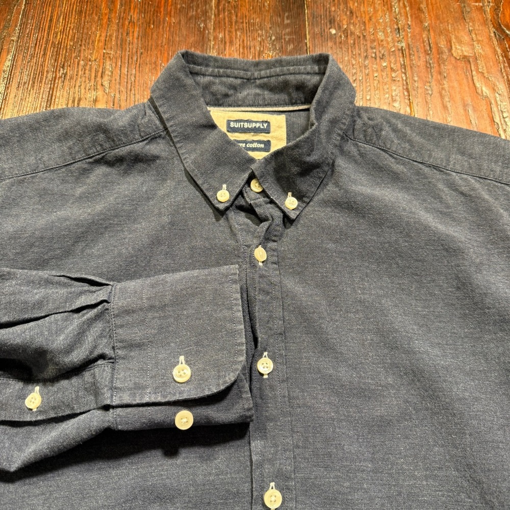 Suitsupply Shirt Mens 15 3/4 - 40 Blue Leggiuno Cotton Button Up Long Sleeve